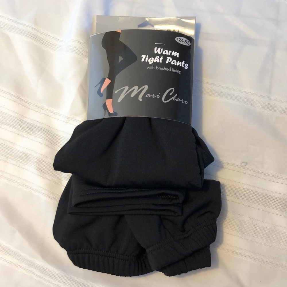 MARI CLARE Warm tight pants with brushed lining- Black size 4X NWT